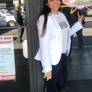 Pure white business casual coat jacket